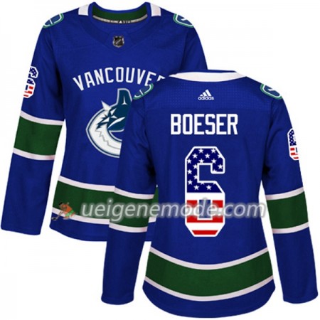 Dame Eishockey Vancouver Canucks Trikot Brock Boeser 6 Adidas 2017-2018 Blue USA Flag Fashion Authentic